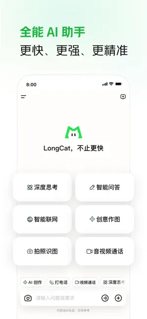 全能 AI 助手首页的六个能力入口